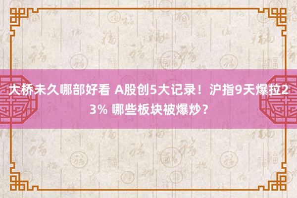 大桥未久哪部好看 A股创5大记录！沪指9天爆拉23% 哪些板块被爆炒？