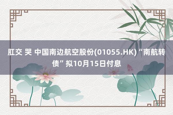 肛交 哭 中国南边航空股份(01055.HK)“南航转债”拟10月15日付息