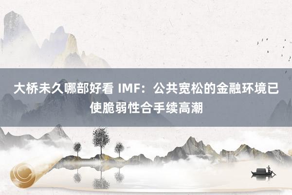 大桥未久哪部好看 IMF：公共宽松的金融环境已使脆弱性合手续高潮