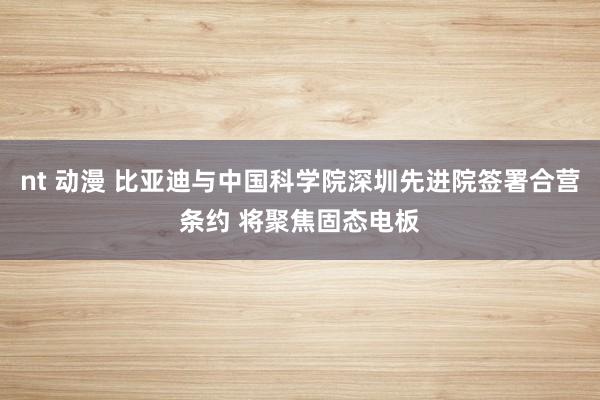nt 动漫 比亚迪与中国科学院深圳先进院签署合营条约 将聚焦固态电板