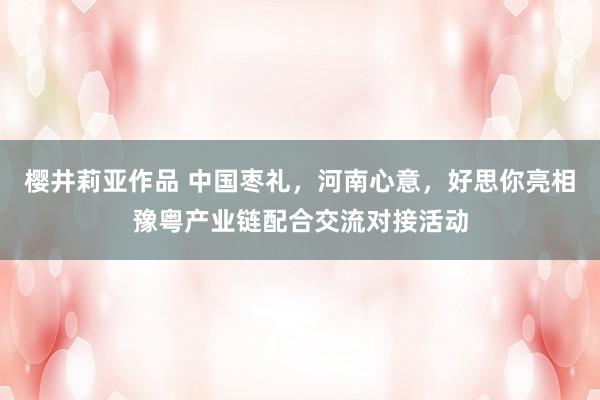 樱井莉亚作品 中国枣礼，河南心意，好思你亮相豫粤产业链配合交流对接活动