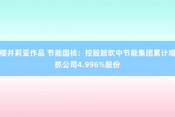 樱井莉亚作品 节能国祯：控股鼓吹中节能集团累计增抓公司4.996%股份
