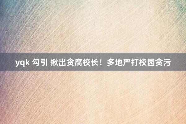 yqk 勾引 揪出贪腐校长！多地严打校园贪污