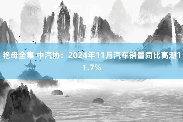 艳母全集 中汽协：2024年11月汽车销量同比高潮11.7%
