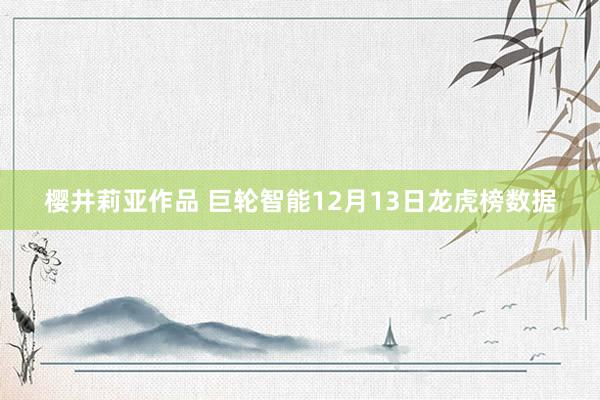 樱井莉亚作品 巨轮智能12月13日龙虎榜数据