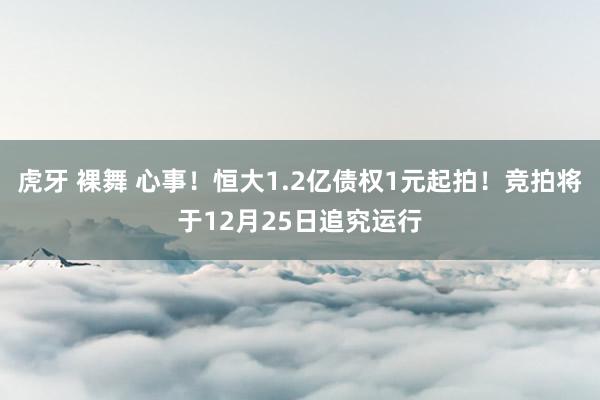 虎牙 裸舞 心事！恒大1.2亿债权1元起拍！竞拍将于12月25日追究运行