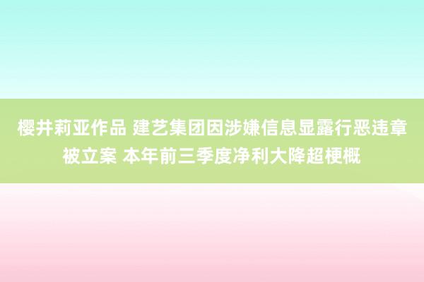 樱井莉亚作品 建艺集团因涉嫌信息显露行恶违章被立案 本年前三季度净利大降超梗概