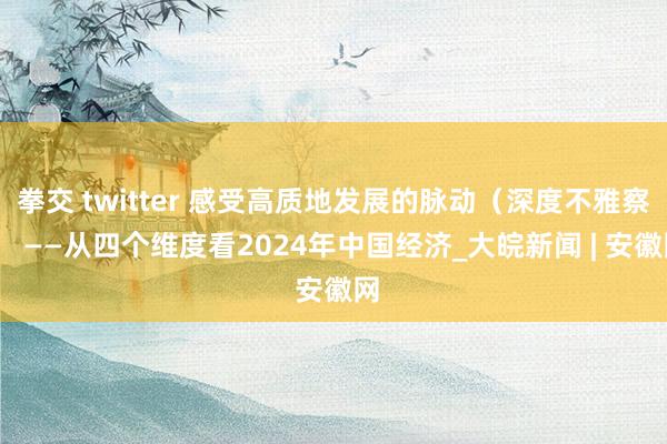 拳交 twitter 感受高质地发展的脉动（深度不雅察）  ——从四个维度看2024年中国经济_大皖新闻 | 安徽网