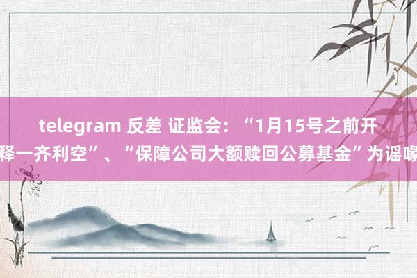 telegram 反差 证监会：“1月15号之前开释一齐利空”、“保障公司大额赎回公募基金”为谣喙