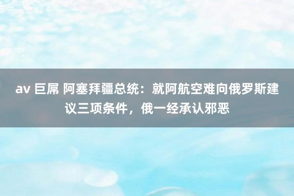 av 巨屌 阿塞拜疆总统：就阿航空难向俄罗斯建议三项条件，俄一经承认邪恶