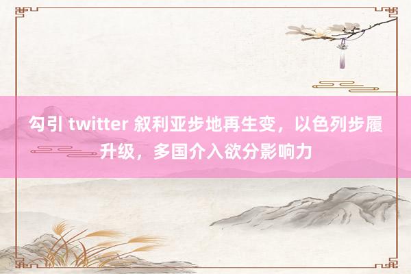 勾引 twitter 叙利亚步地再生变，以色列步履升级，多国介入欲分影响力