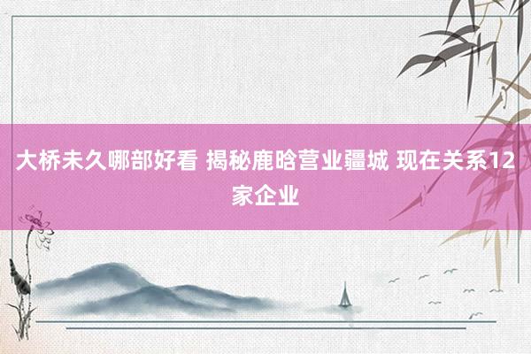 大桥未久哪部好看 揭秘鹿晗营业疆城 现在关系12家企业