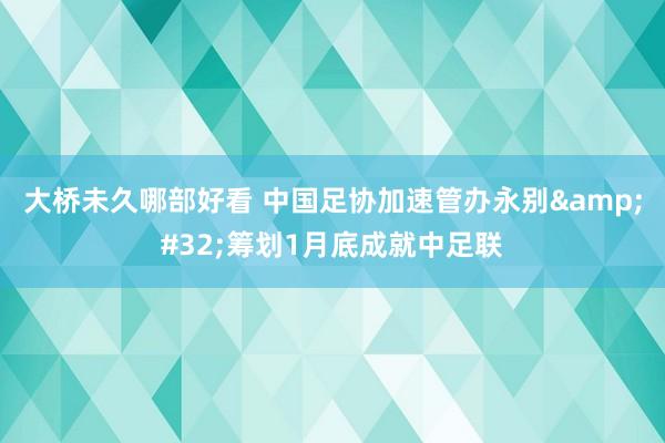 大桥未久哪部好看 中国足协加速管办永别&#32;筹划1月底成就中足联