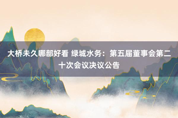 大桥未久哪部好看 绿城水务：第五届董事会第二十次会议决议公告