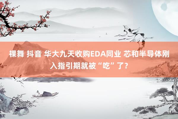 裸舞 抖音 华大九天收购EDA同业 芯和半导体刚入指引期就被“吃”了？
