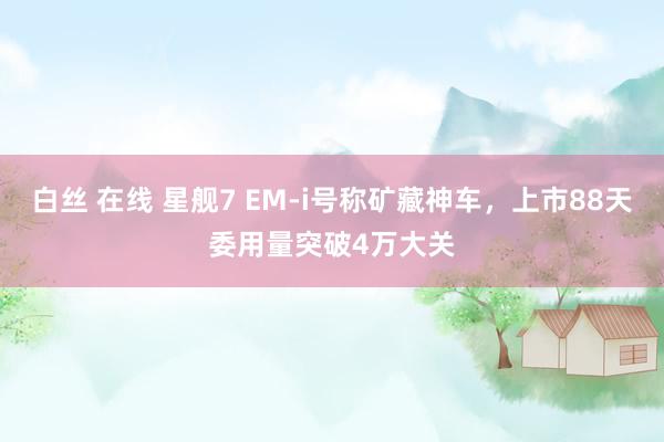 白丝 在线 星舰7 EM-i号称矿藏神车，上市88天委用量突破4万大关