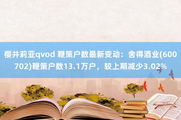 樱井莉亚qvod 鞭策户数最新变动：舍得酒业(600702)鞭策户数13.1万户，较上期减少3.02%