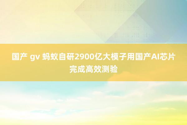 国产 gv 蚂蚁自研2900亿大模子用国产AI芯片完成高效测验