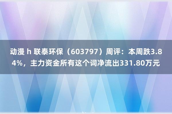 动漫 h 联泰环保（603797）周评：本周跌3.84%，主力资金所有这个词净流出331.80万元