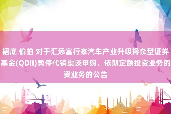 裙底 偷拍 对于汇添富行家汽车产业升级搀杂型证券投资基金(QDII)暂停代销渠谈申购、依期定额投资业务的公告