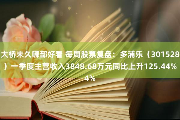 大桥未久哪部好看 每周股票复盘：多浦乐（301528）一季度主营收入3848.68万元同比上升125.44%
