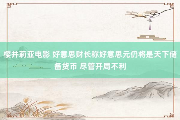 樱井莉亚电影 好意思财长称好意思元仍将是天下储备货币 尽管开局不利